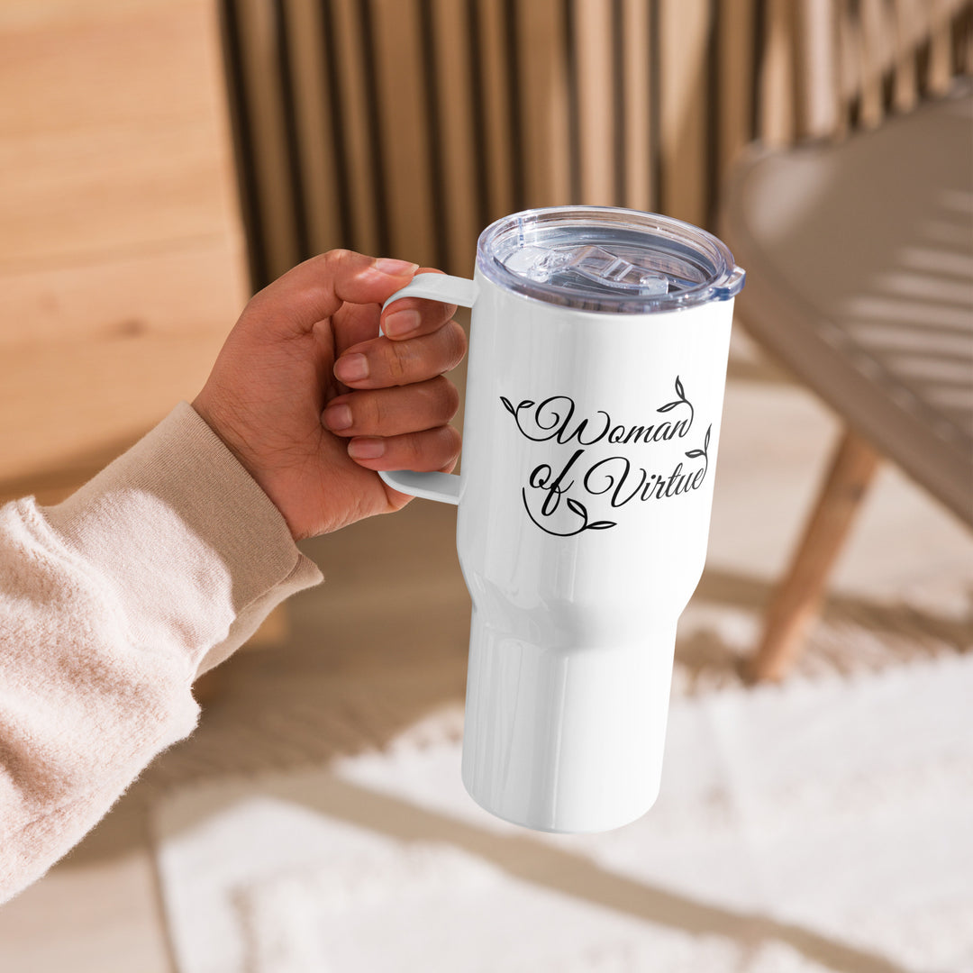 Woman of Virtue 25 oz Travel Mug with Handle Travel Mug   