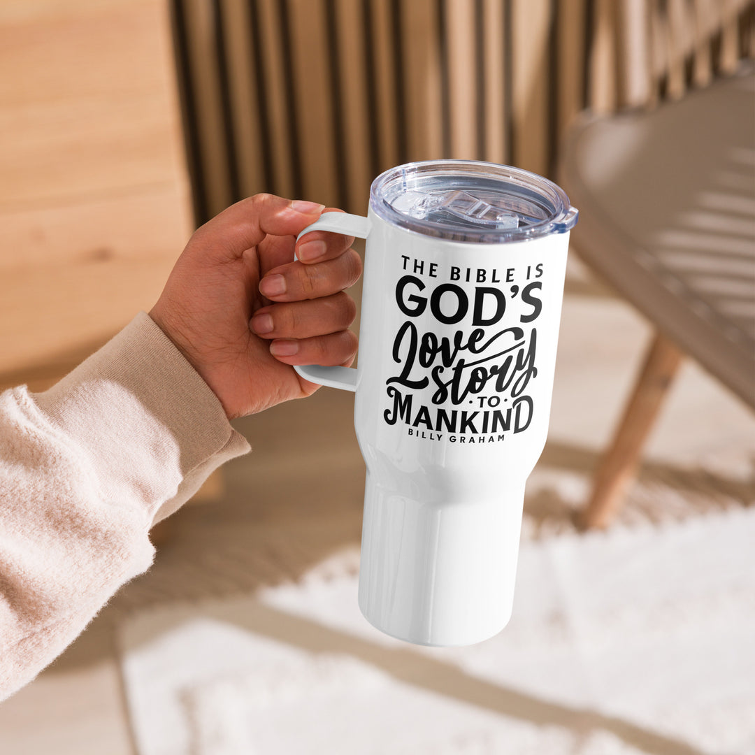 God's Love Story 25 oz Travel Mug with Handle Travel Mug   