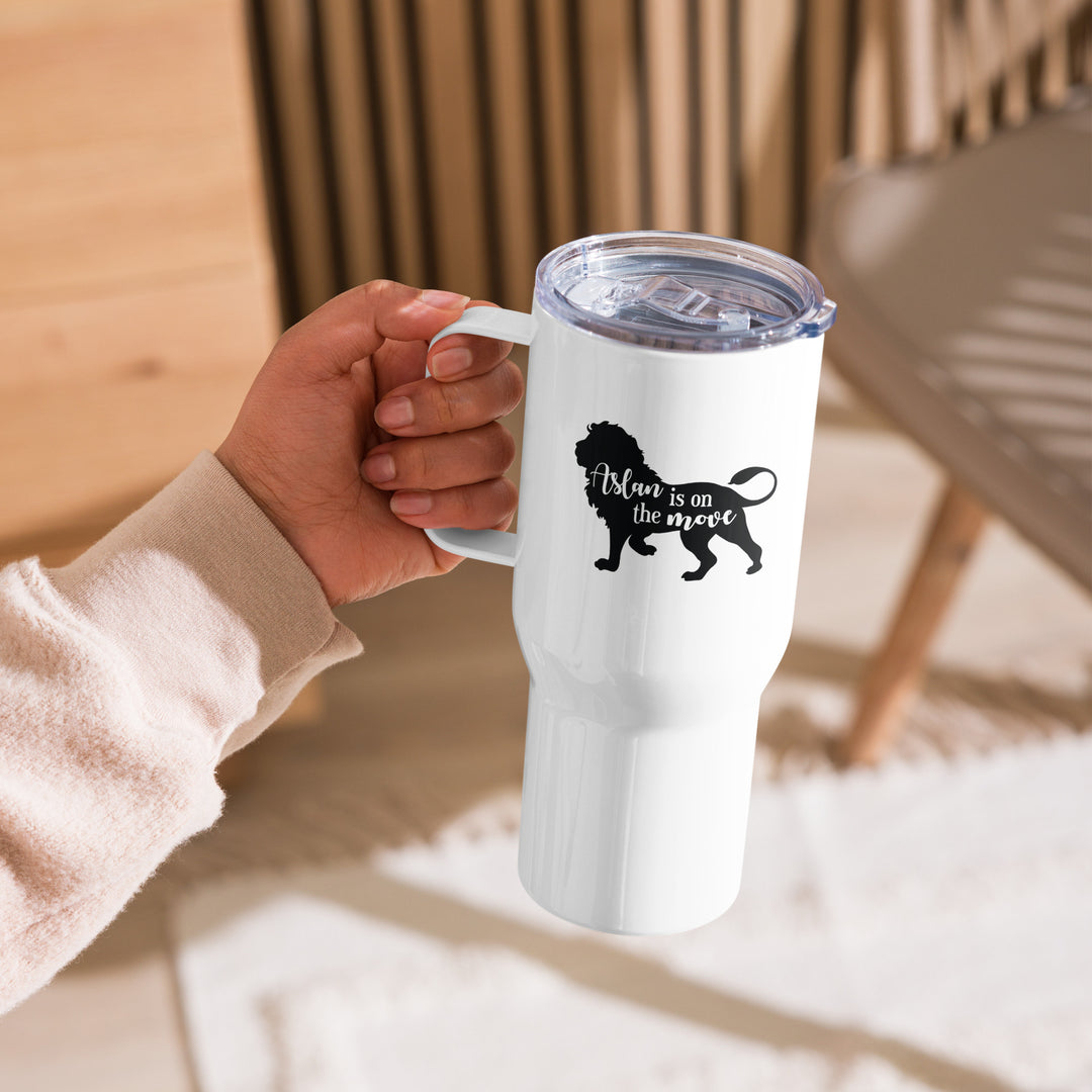 Aslan Is On The Move 25 oz Travel Mug with Handle Travel Mug   