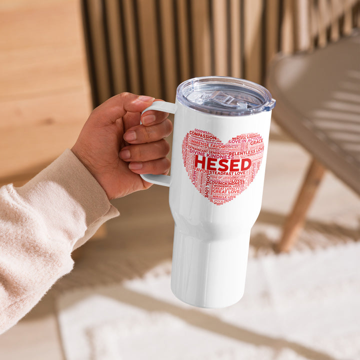 Hesed Heart Cloud Heart 25 oz Travel Mug with Handle Travel Mug   