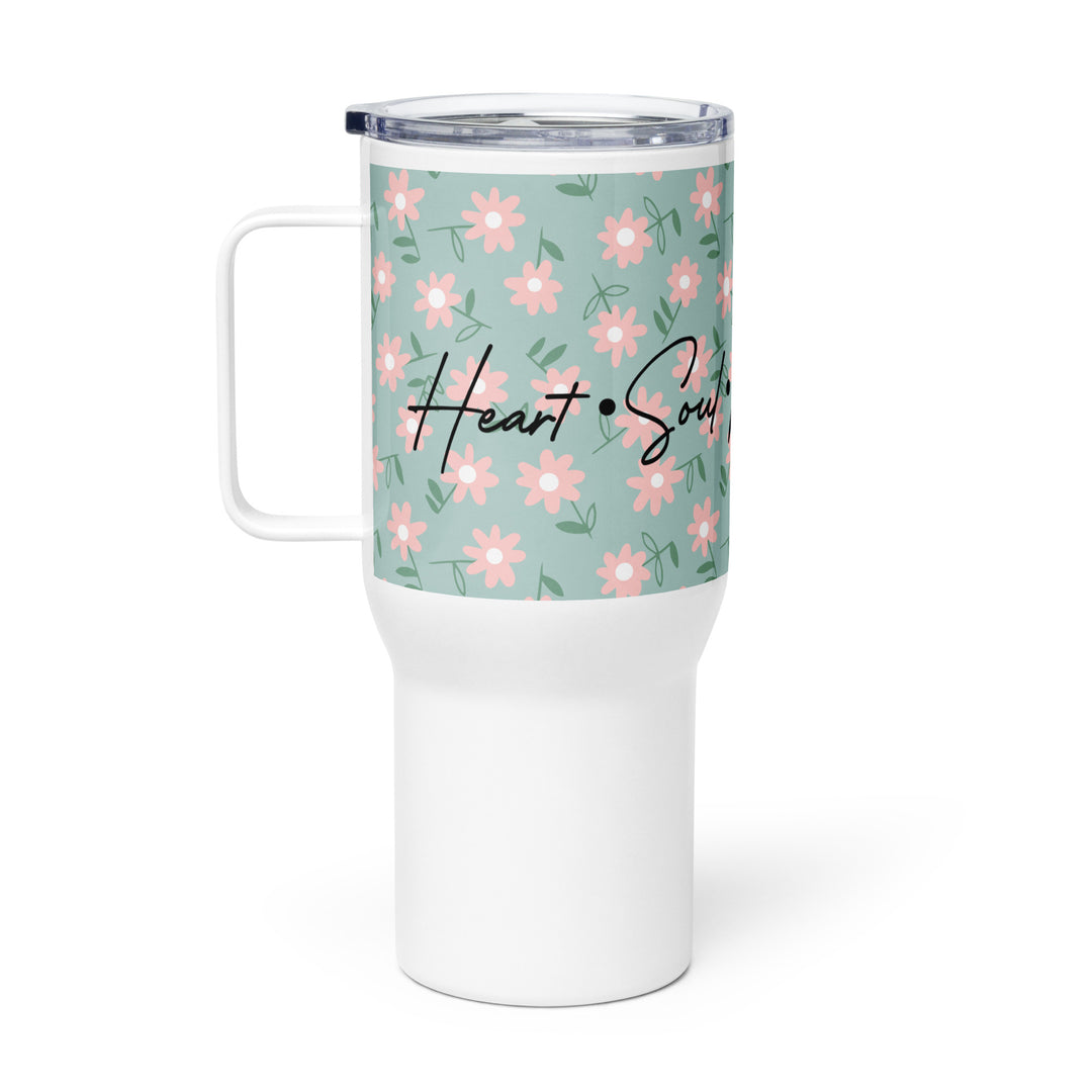 Heart Soul Mind Strength Daisy 25 oz Travel Mug with Handle Travel Mug   