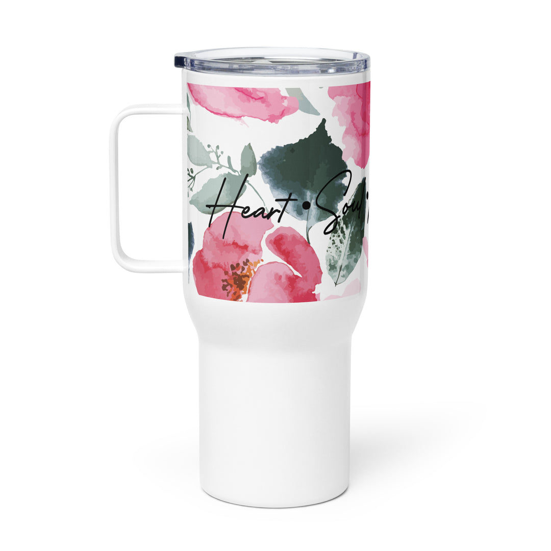 Heart Soul Mind Strength Rose 25 oz Travel Mug with Handle Travel Mug   