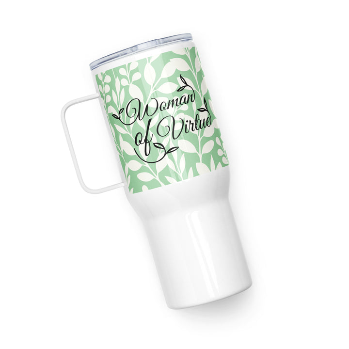 Woman of Virtue Green 25 oz Travel Mug with Handle Travel Mug   