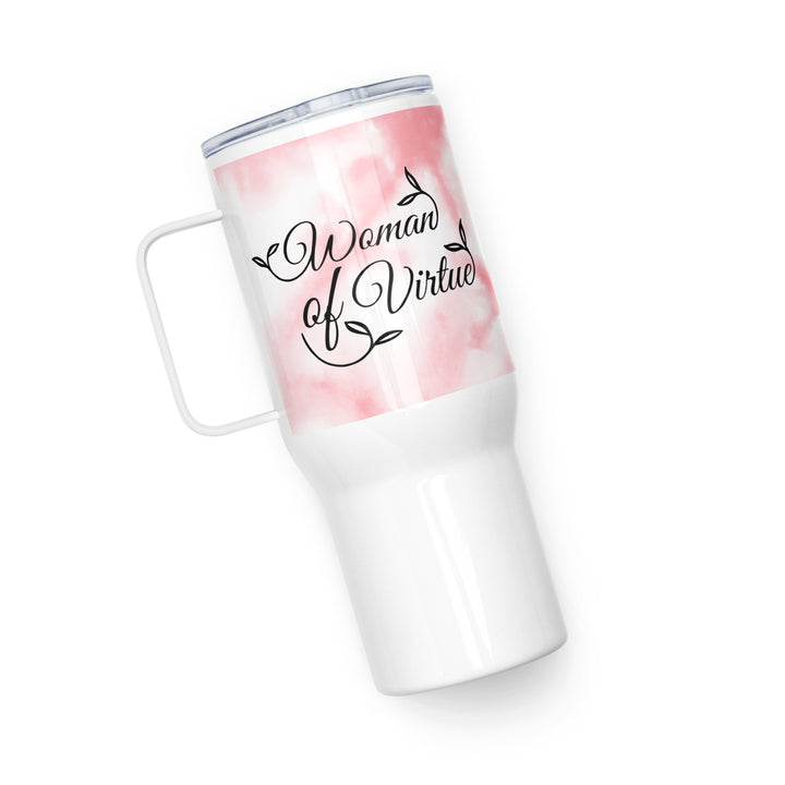 Woman of Virtue Pink Cloud 25 oz Travel Mug with Handle Travel Mug   