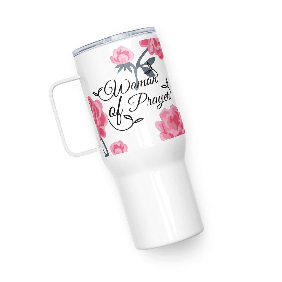 Woman of Prayer Rose 25 oz Travel Mug with Handle Travel Mug   