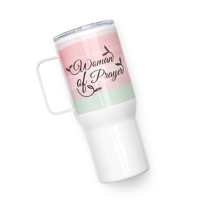 Woman of Prayer Pink Green 25 oz Travel Mug with Handle Travel Mug   