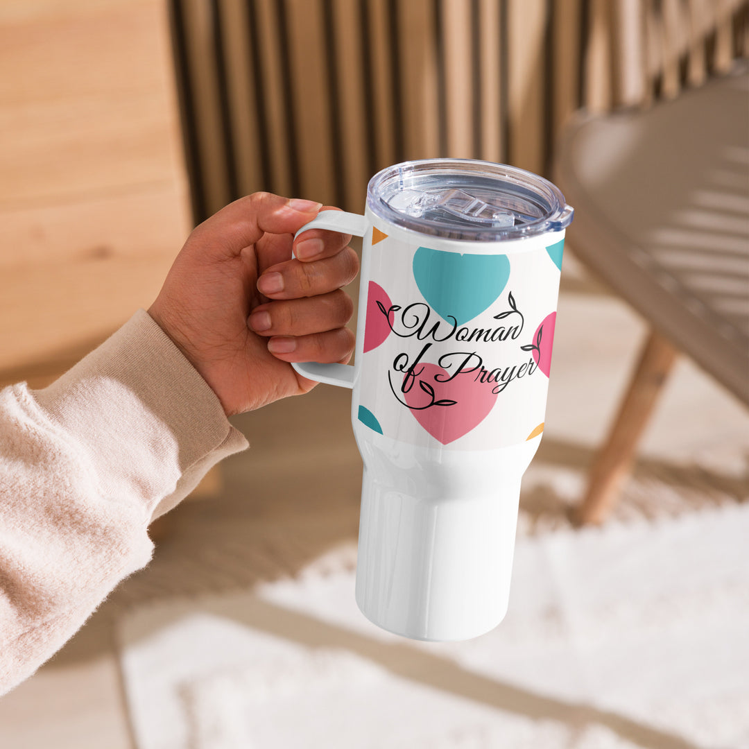 Woman of Prayer Heart 25 oz Travel Mug with Handle Travel Mug   