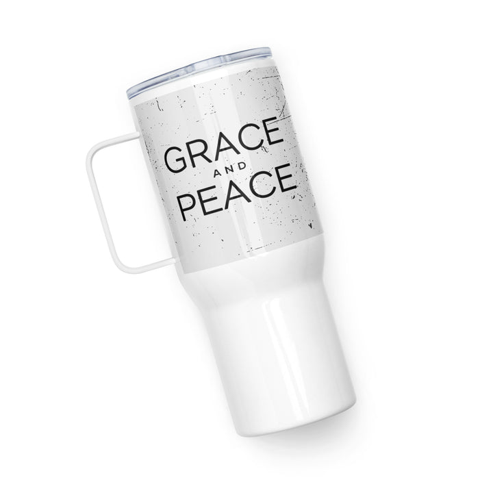 Grace and Peace Gray 25 oz Travel Mug with Handle Travel Mug   