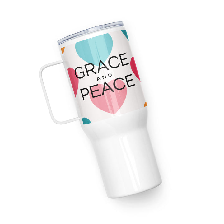 Grace and Peace Hearts 25 oz Travel Mug with Handle Travel Mug   