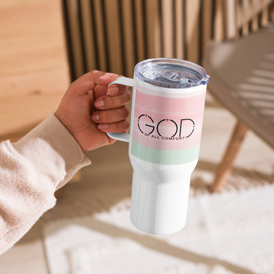 Christian Coffee Mug Travel Cup God of All Comfort 25 oz Travel Mug   