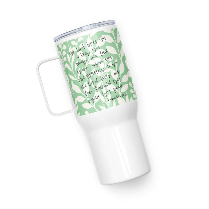 Bless and Keep Green 25 oz Travel Mug with Handle Travel Mug   