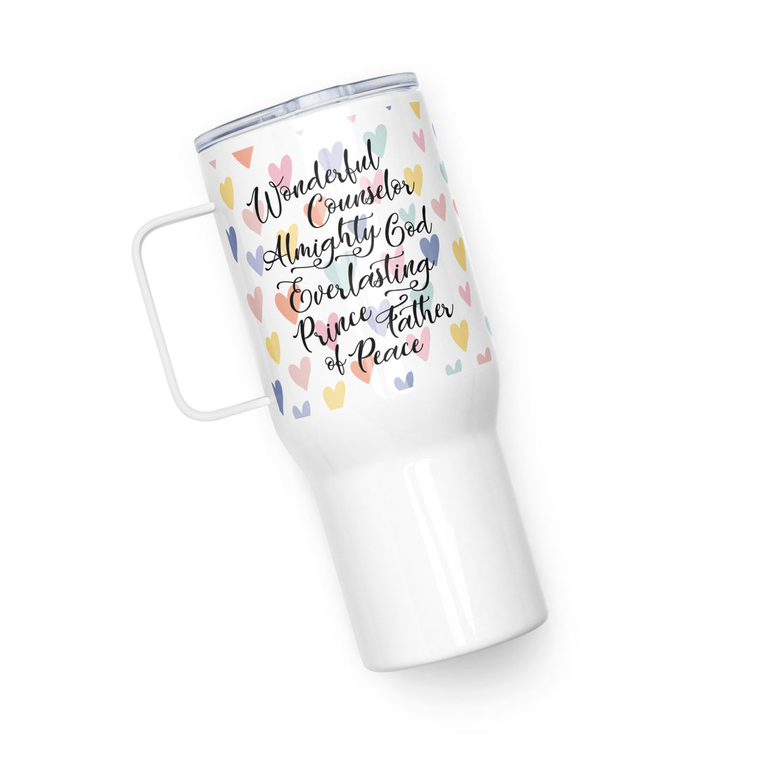 Wonderful Counselor Hearts 25 oz Travel Mug with Handle Travel Mug   