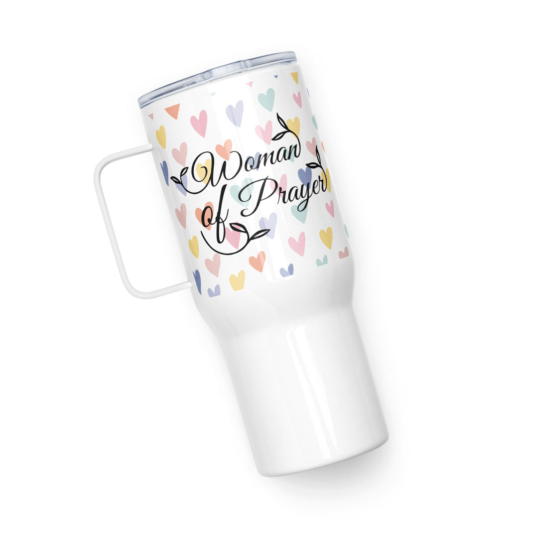 Woman of Prayer Hearts 25 oz Travel Mug with Handle Travel Mug   