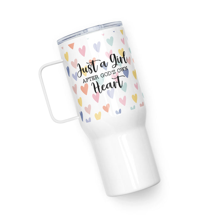 Christian Coffee Mug Travel Cup Girl After God's Own Heart Multi Hearts 25 oz Travel Mug   