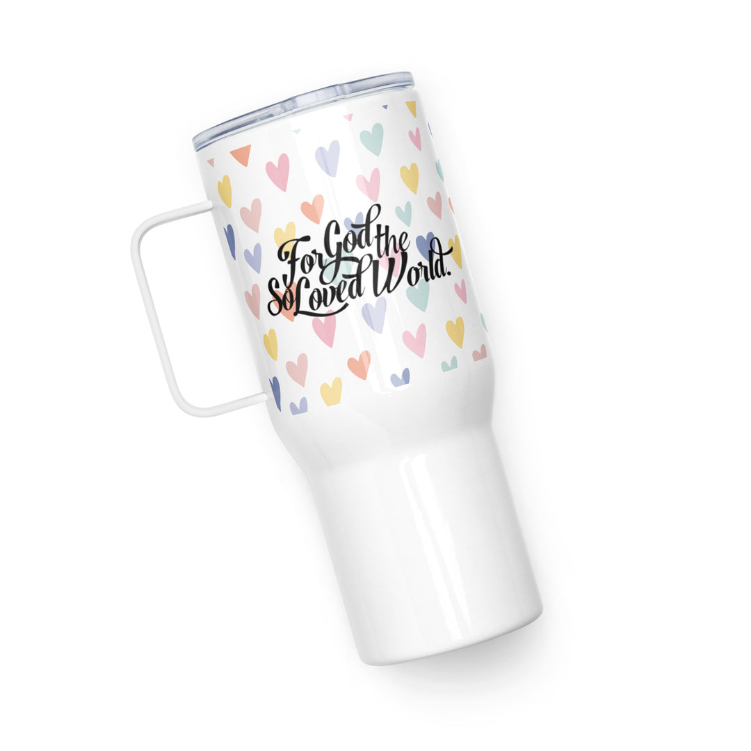 Christian Coffee Mug Travel Cup God So Loved Hearts 25 oz Travel Mug   