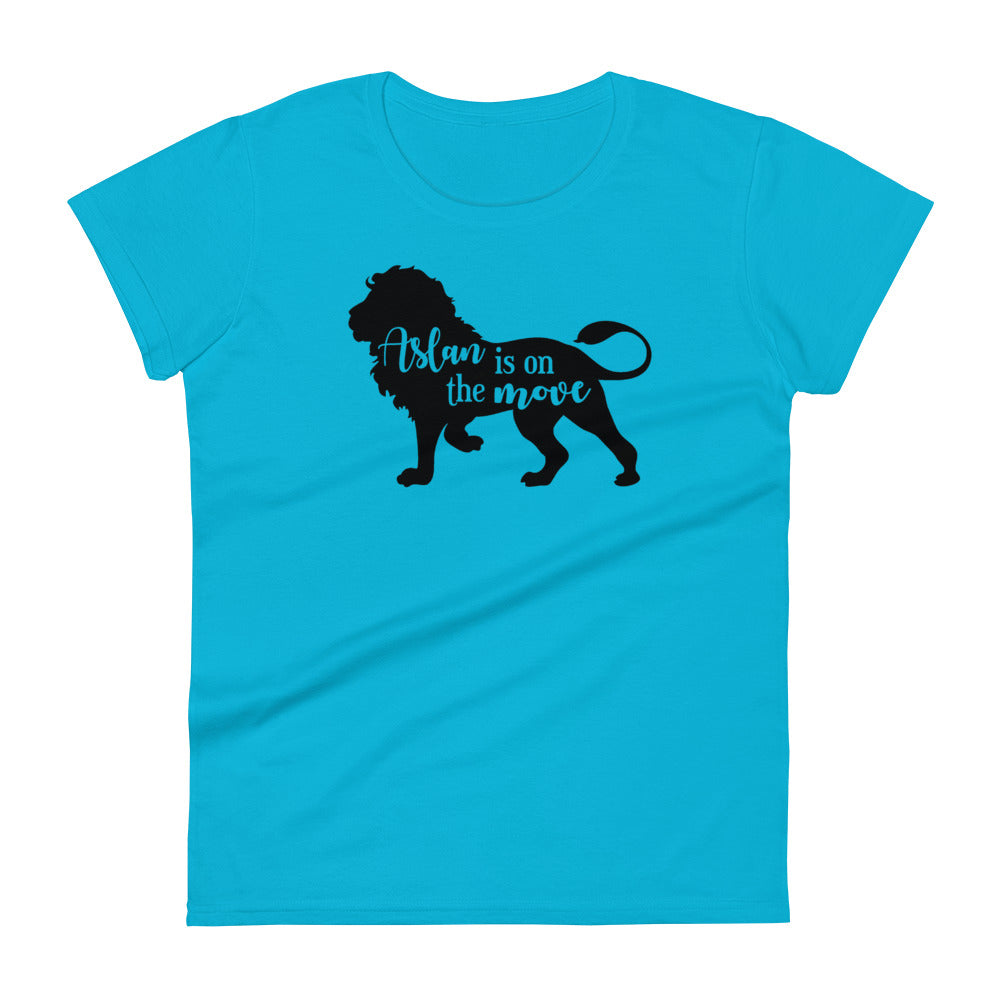 Aslan Is On The Move Women's Tee Women's Tee Caribbean Blue S 