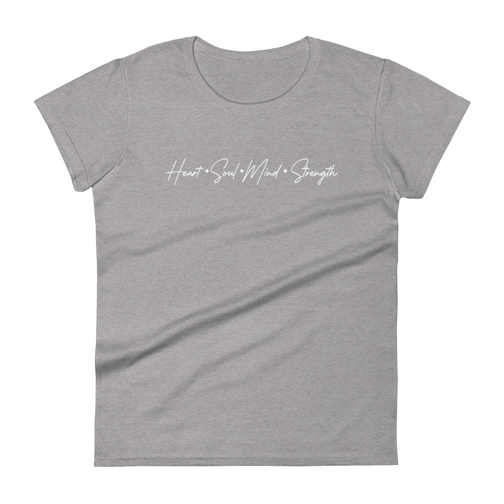 Heart Soul Mind Strength Script Women's Tee Women's Tee Heather Grey S 