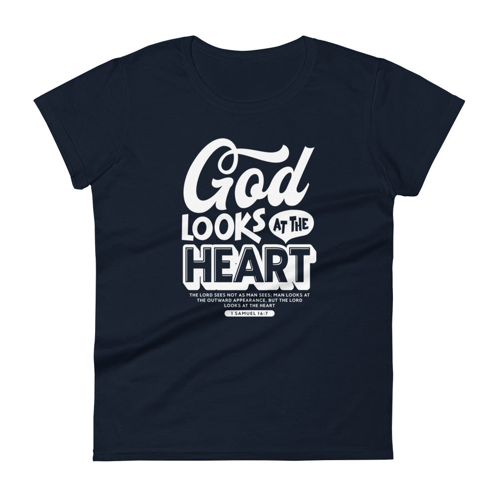 God Looks At Heart Women's Tee Women's Tee Navy S 